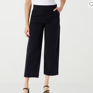 Gloria Vanderbilt Women's 12 Navy Wide Leg Cropped Pants Pull-On Mid Rise career